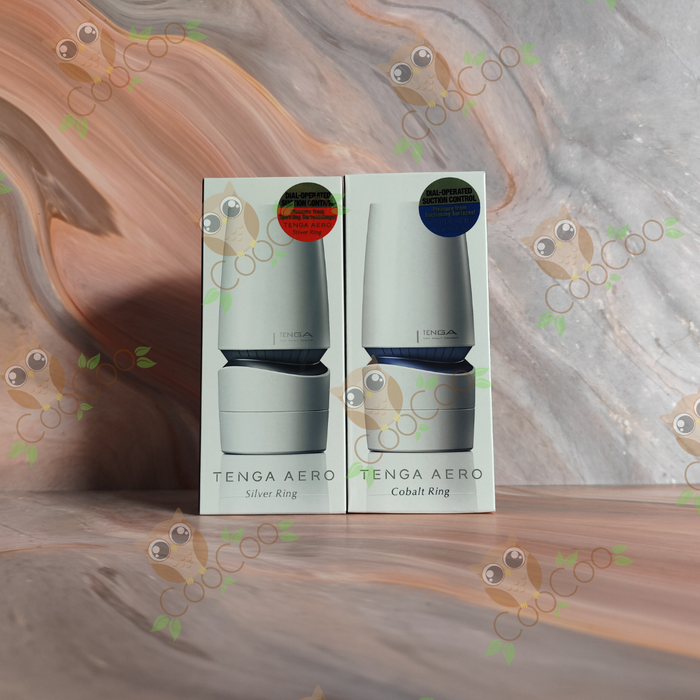 Tenga Aero Cobalt and Silver Ring Reusable Masturbator