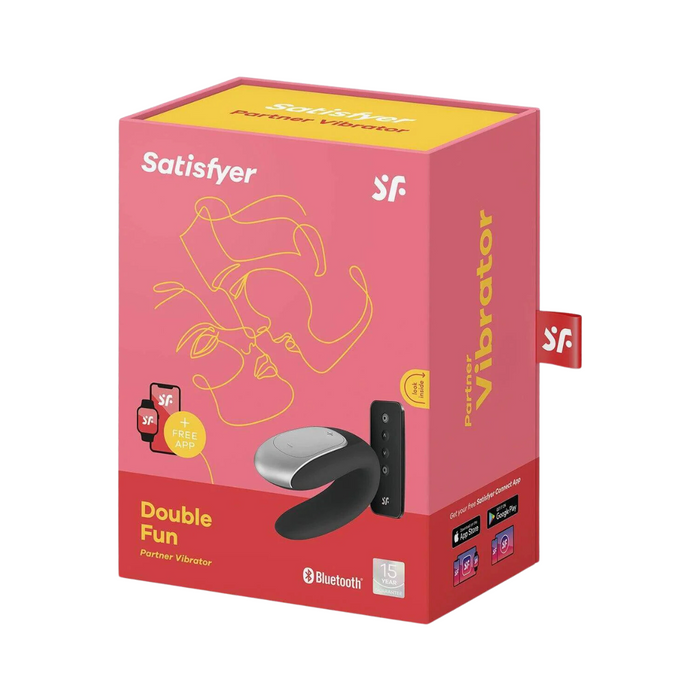 Satisfyer Double Fun App-Controlled Couple's Vibrator with Remote Control - Black