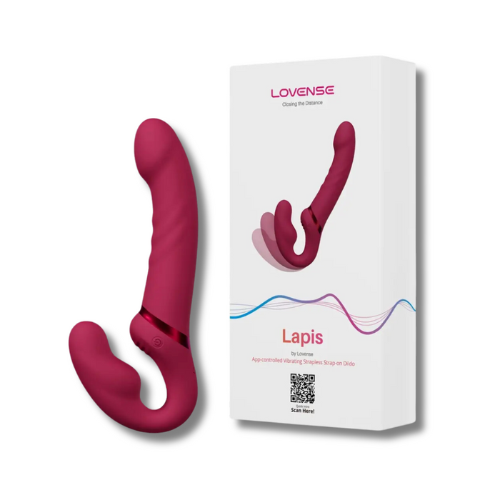 Lovense Lapis App Controlled 9 Inch Dual Ended Strapless Strap On Dildo