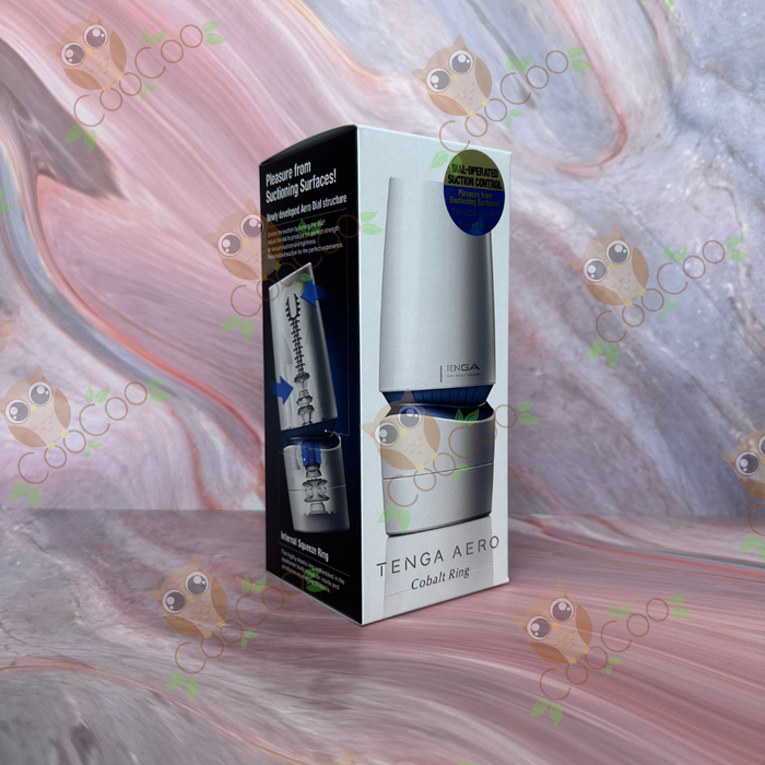 Tenga Aero Cobalt and Silver Ring Reusable Masturbator