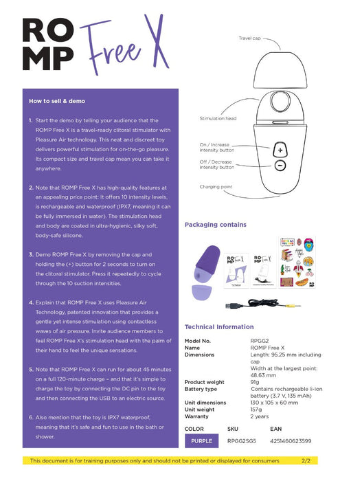 Romp - Free X Rechargeable Clitoral Suction Stimulator