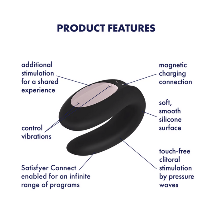 Satisfyer Double Joy Bluetooth and App Controlled Couple Vibrator - Black