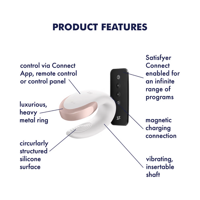 Satisfyer Double Love Bluetooth and App Controlled Couple Vibrator - White