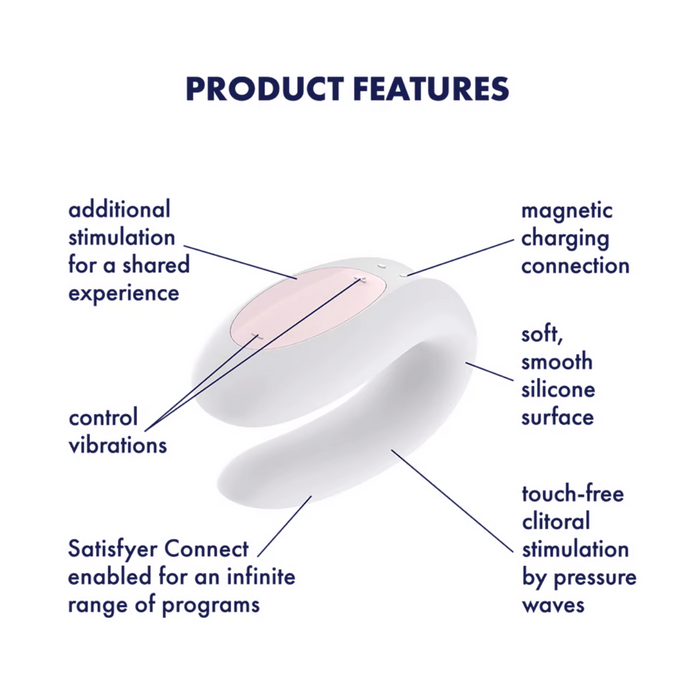 Satisfyer Double Joy Bluetooth and App Controlled Couple Vibrator - White