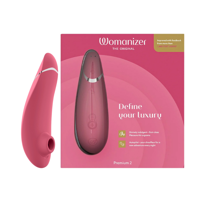 Womanizer Premium 2 Silicone Rechargeable Clitoral Stimulator - Raspberry