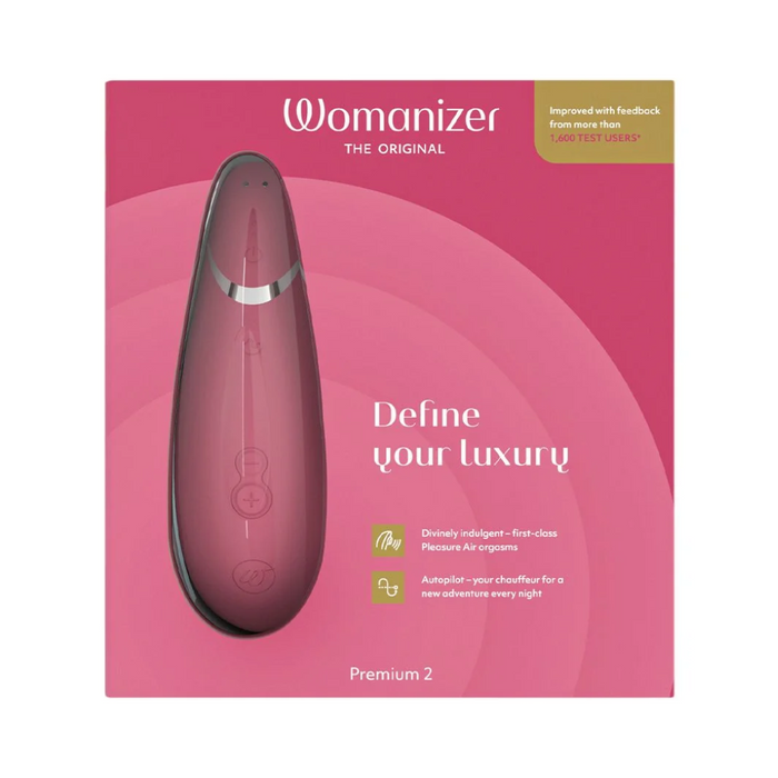 Womanizer Premium 2 Silicone Rechargeable Clitoral Stimulator - Raspberry