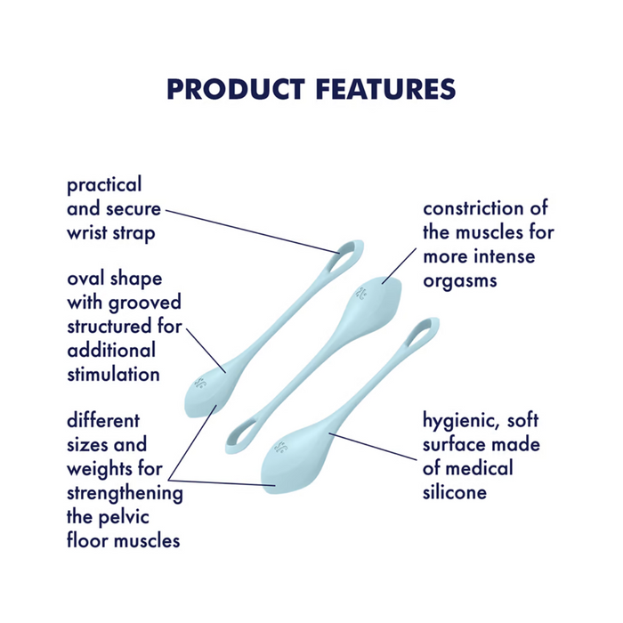 Satisfyer Yoni Power 2 Silicone Kegel Balls Training Set - Light Blue