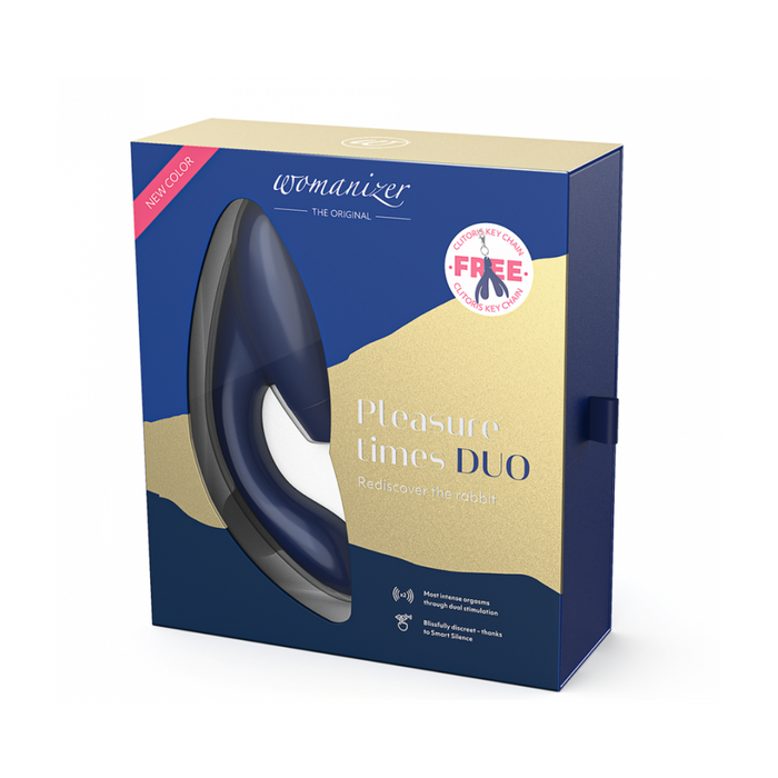 Womanizer Duo Silicone Rechargeable Rabbit Vibrator - True Blue