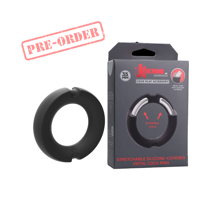 Doc Johnson Kink Hybrid Silicone Covered Metal Cock Ring - Black