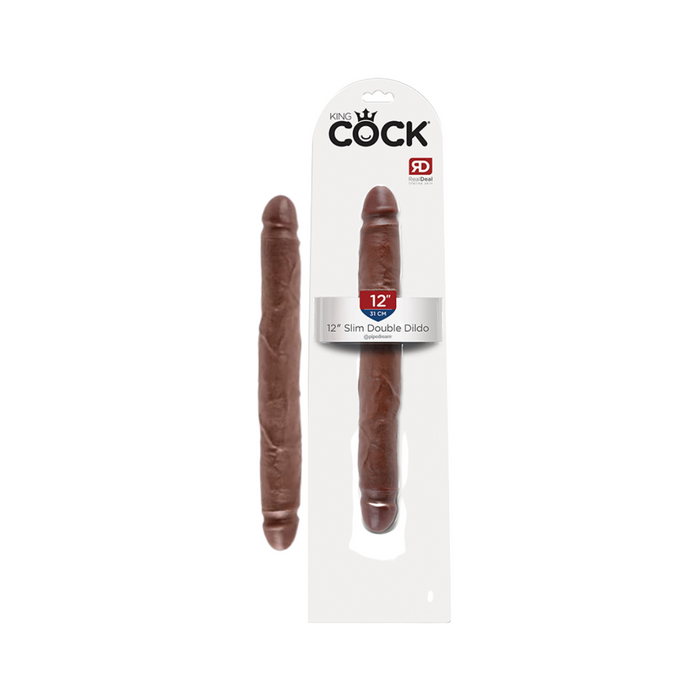 King Cock Slim Double - 12", Brown