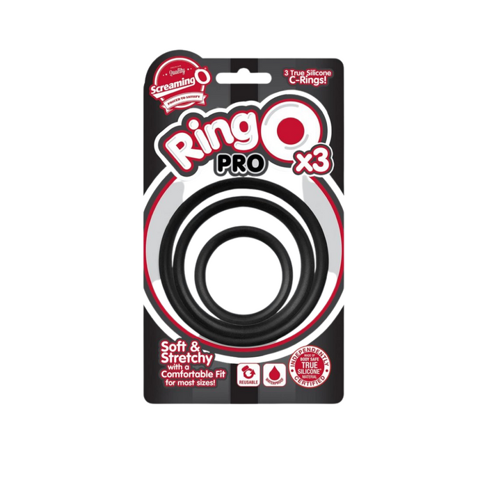 Screaming O  Ring O Pro 3 Soft Stretchy Cock Rings - Black