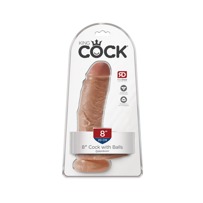 King Cock with Balls - 8", Tan