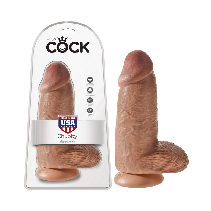 King Cock Chubby With Balls - 9", Tan