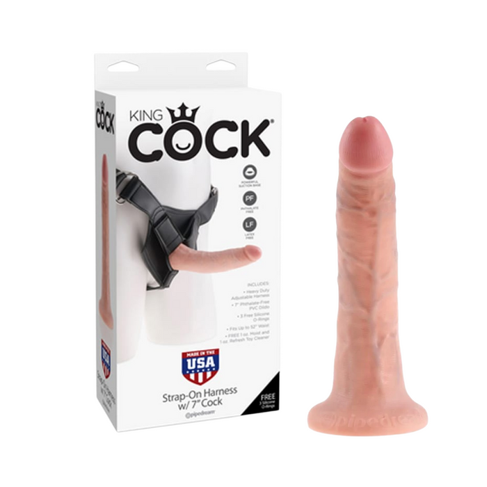 King Cock Strap-on Harness - 7", Flesh