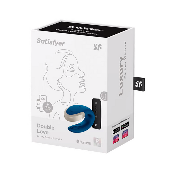 Satisfyer Double Love Bluetooth and App Controlled Couple Vibrator - Blue