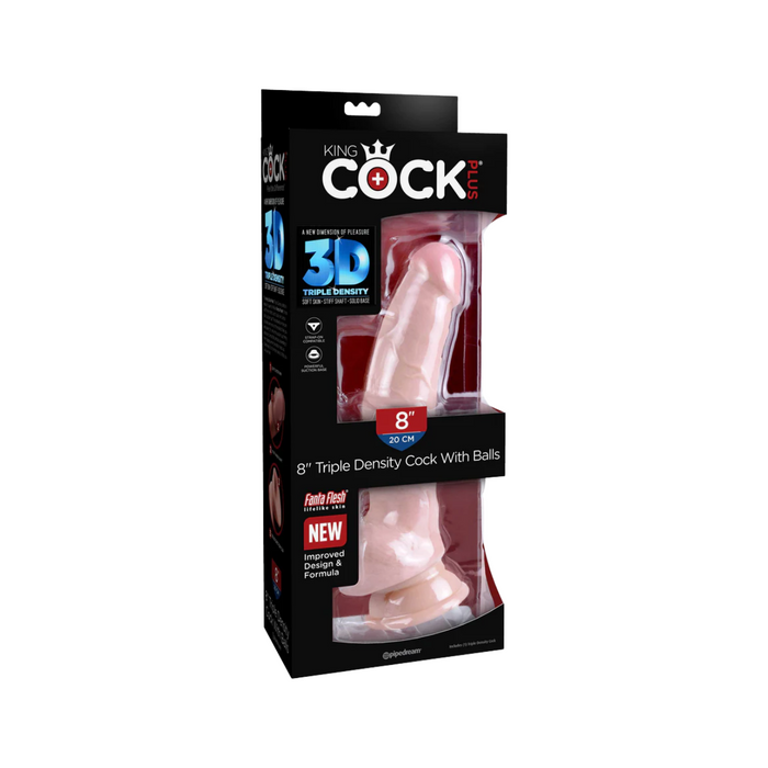 Pipedream King Cock Plus Triple Density Cock with Balls - 8" Tan