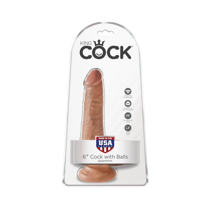 King Cock With Balls - 6", Tan