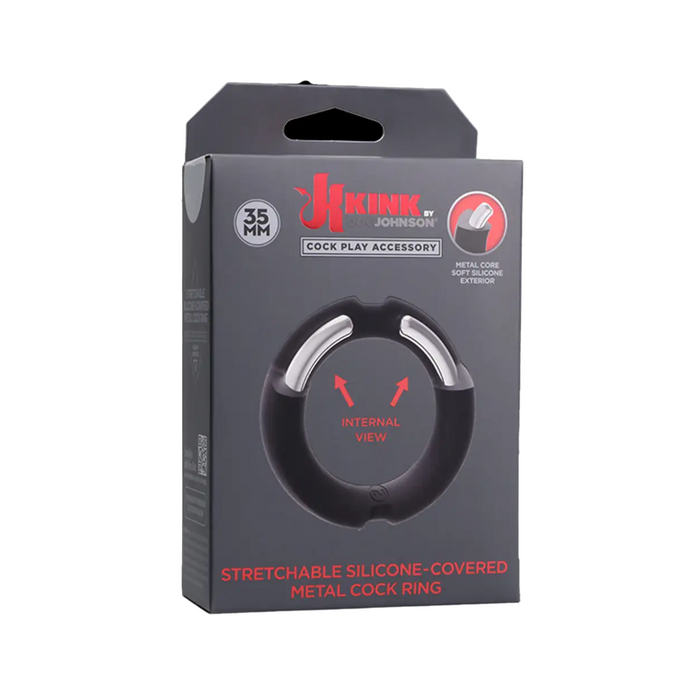 Doc Johnson Kink Hybrid Silicone Covered Metal Cock Ring - Black