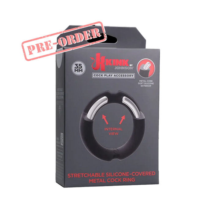 Doc Johnson Kink Hybrid Silicone Covered Metal Cock Ring - Black