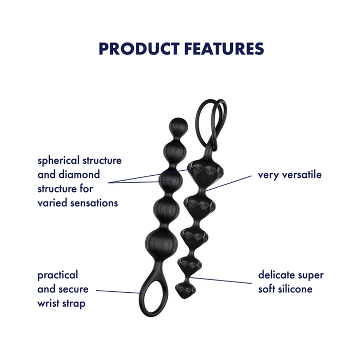Satisfyer Beads Super Soft Silicone Anal Beads - Black
