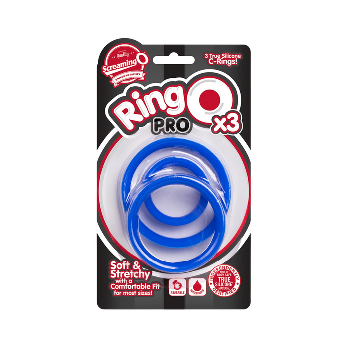 Screaming O  Ring O Pro 3 Soft Stretchy Cock Rings - Blue
