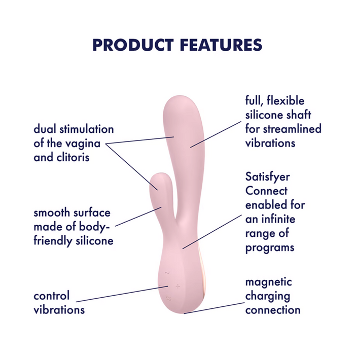 Satisfyer Mono Flex App-Controlled Rabbit Vibrator - Pink Mauve