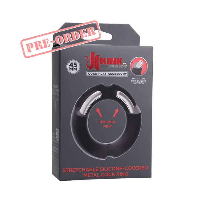 Doc Johnson Kink Hybrid Silicone Covered Metal Cock Ring - Black