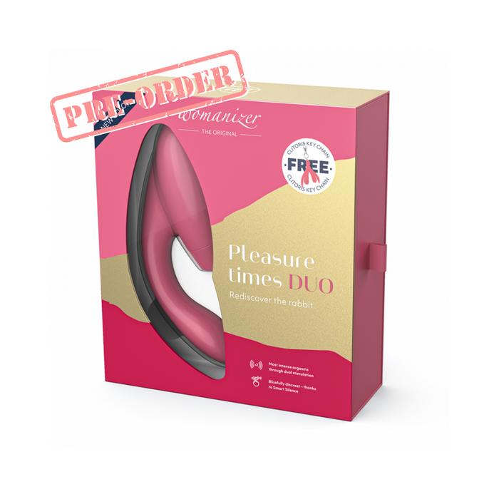 Womanizer Duo Silicone Rechargeable Rabbit Vibrator - Raspberry