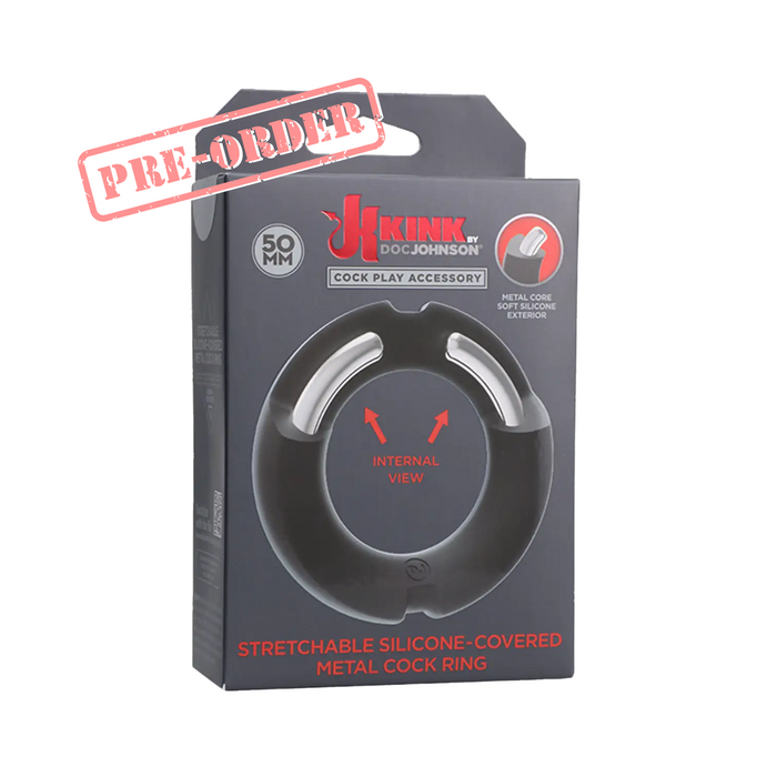 Doc Johnson Kink Hybrid Silicone Covered Metal Cock Ring - Black